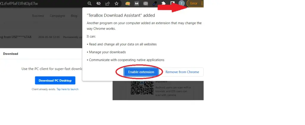 extension for Terabox Pc
