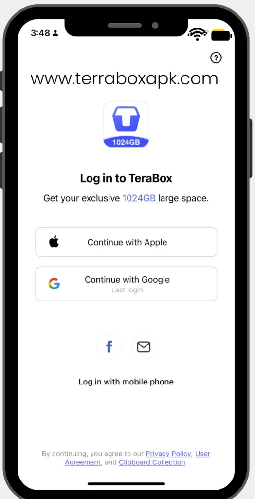 login terabox account